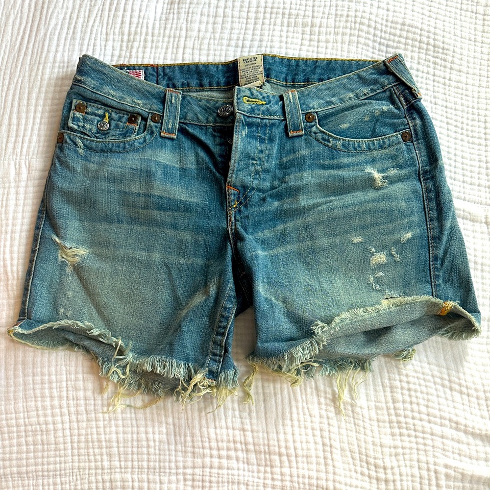 True Religion Distressed Cutoff Jean Shorts Size 30
